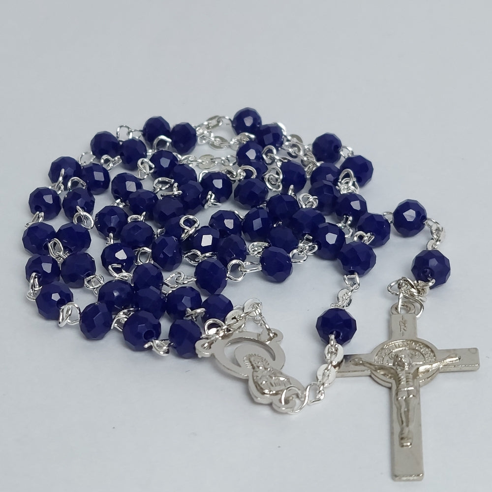 Crystal Wire Rosary Blue Reflect on Your Faith Living Words