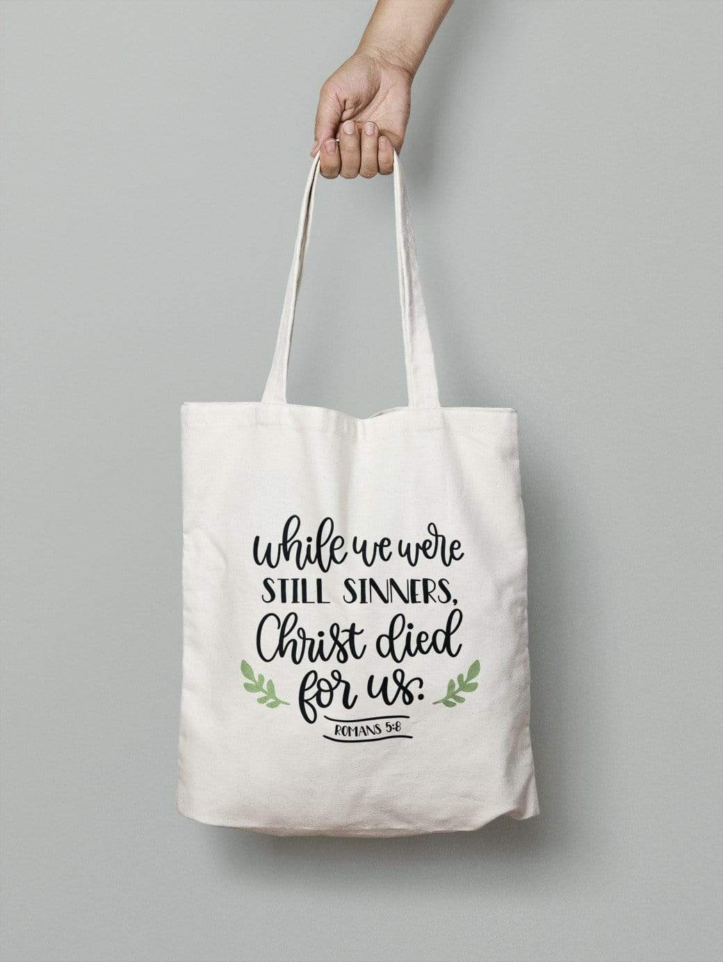 Christ Died for Us - Tote Bag, 100% Cotton, Zipper Handle
