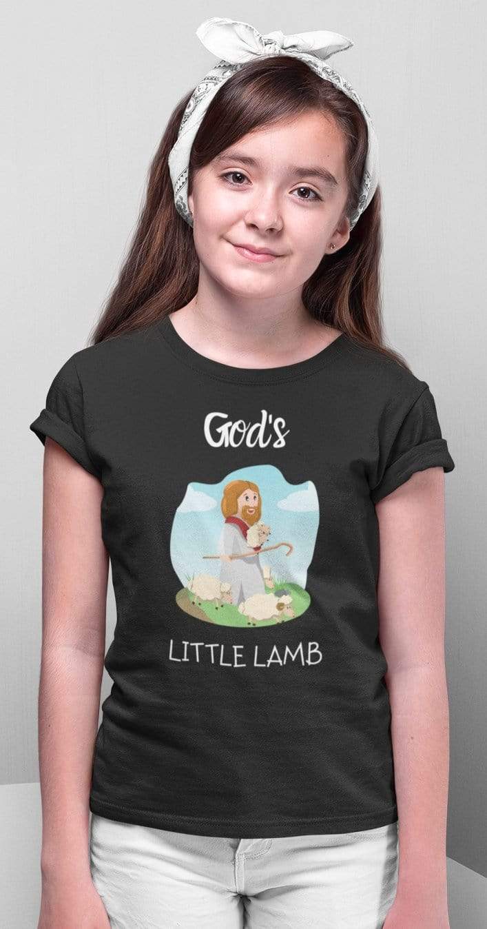 Living Words Girl Round Neck Tshirt 0-11M / Black God's little Lamb