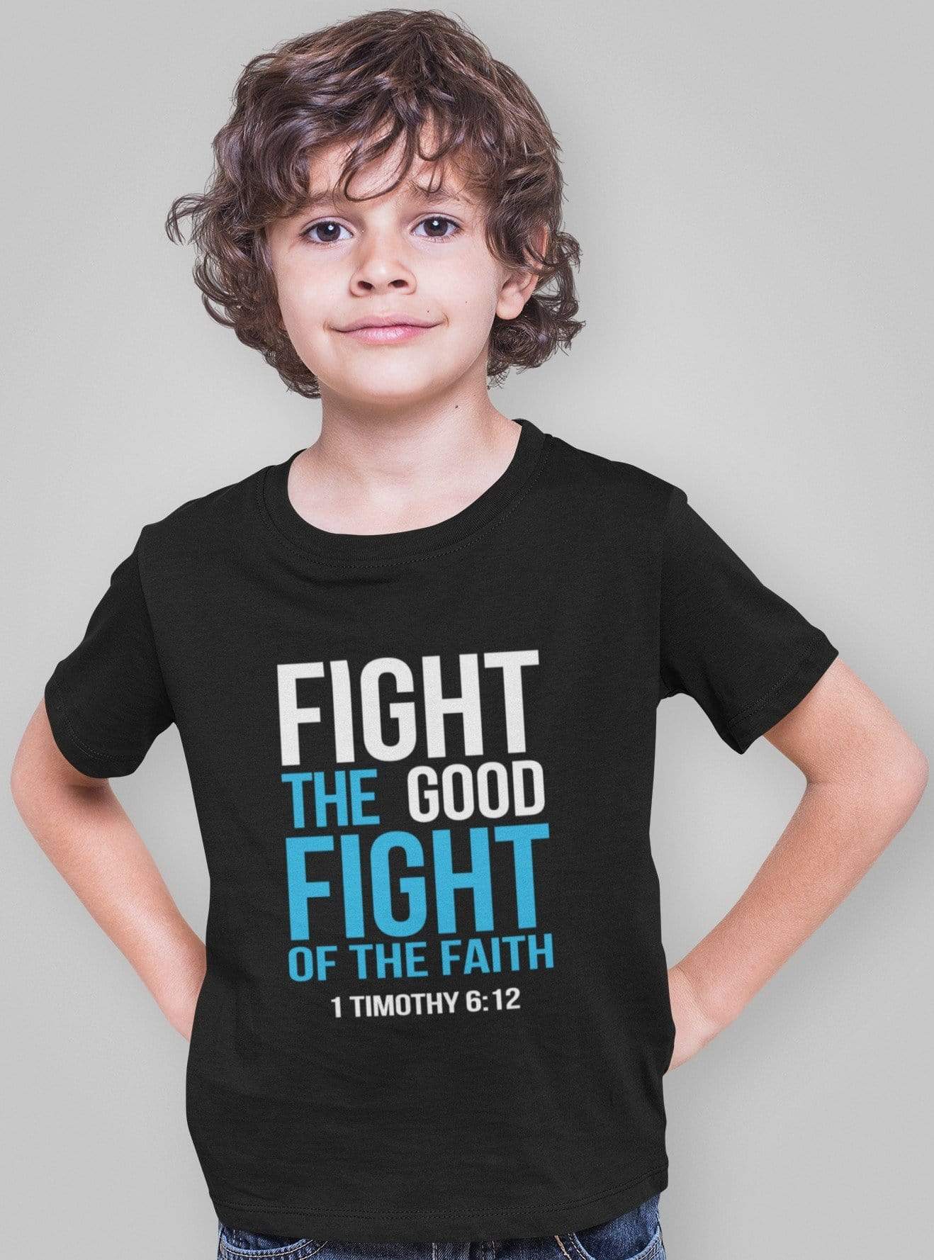 Living Words Kids Round Neck T Shirt Boy / 0-12 Mn / Black Fight the good