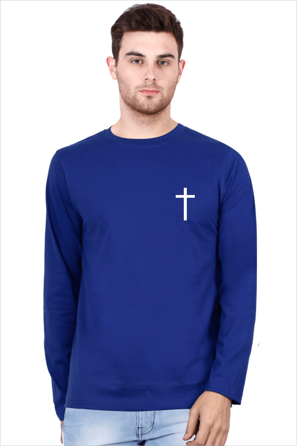 Buy Gospel T Shirts Online India - Cross L / Light Blue