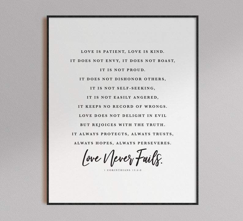 "Love Never Fails" - Inspirational Bible Verse Wall Decor – Living Words
