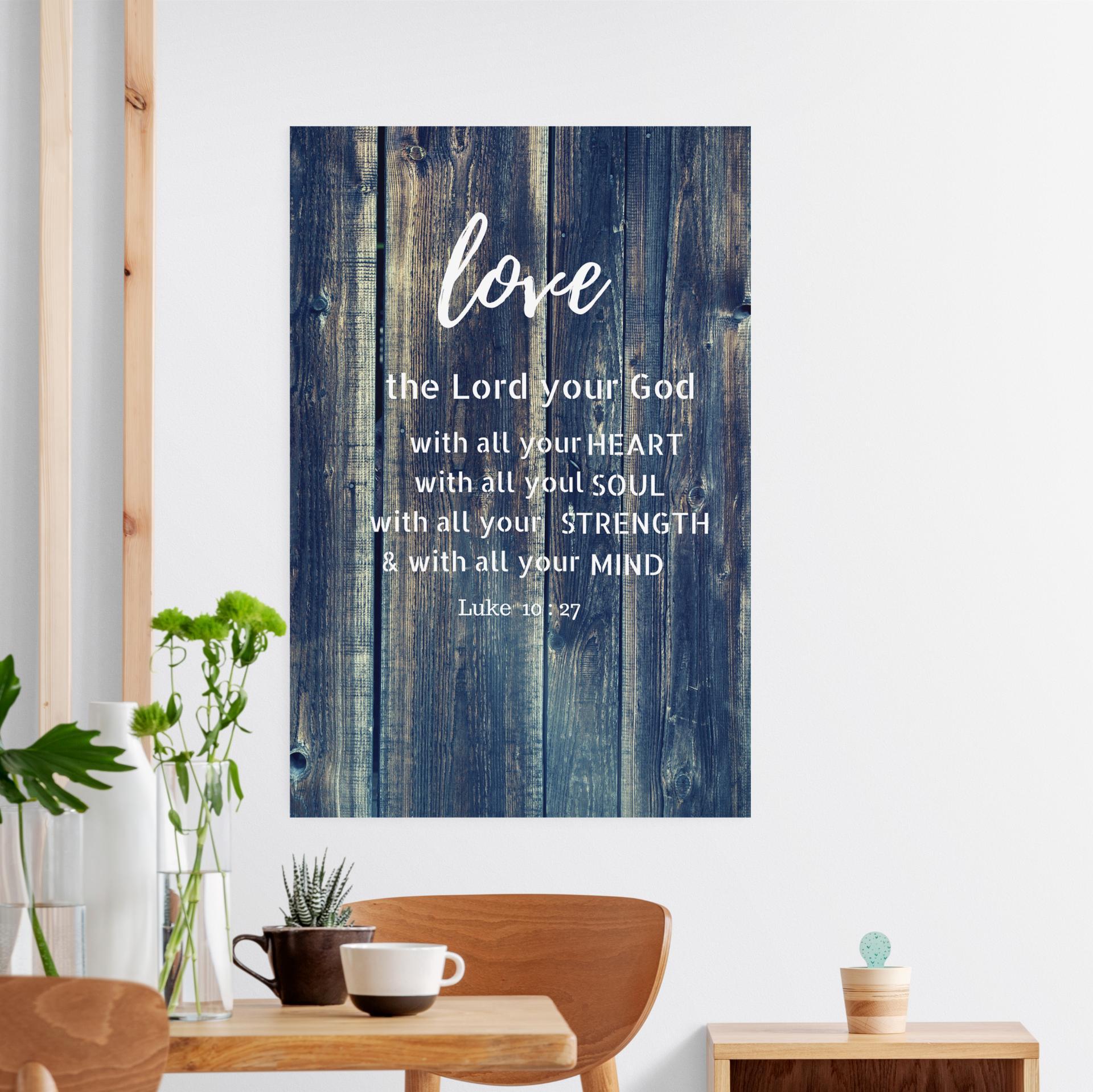 "Love the Lord Your God" Wall Decor - Inspirational Bible Verse Art for ...