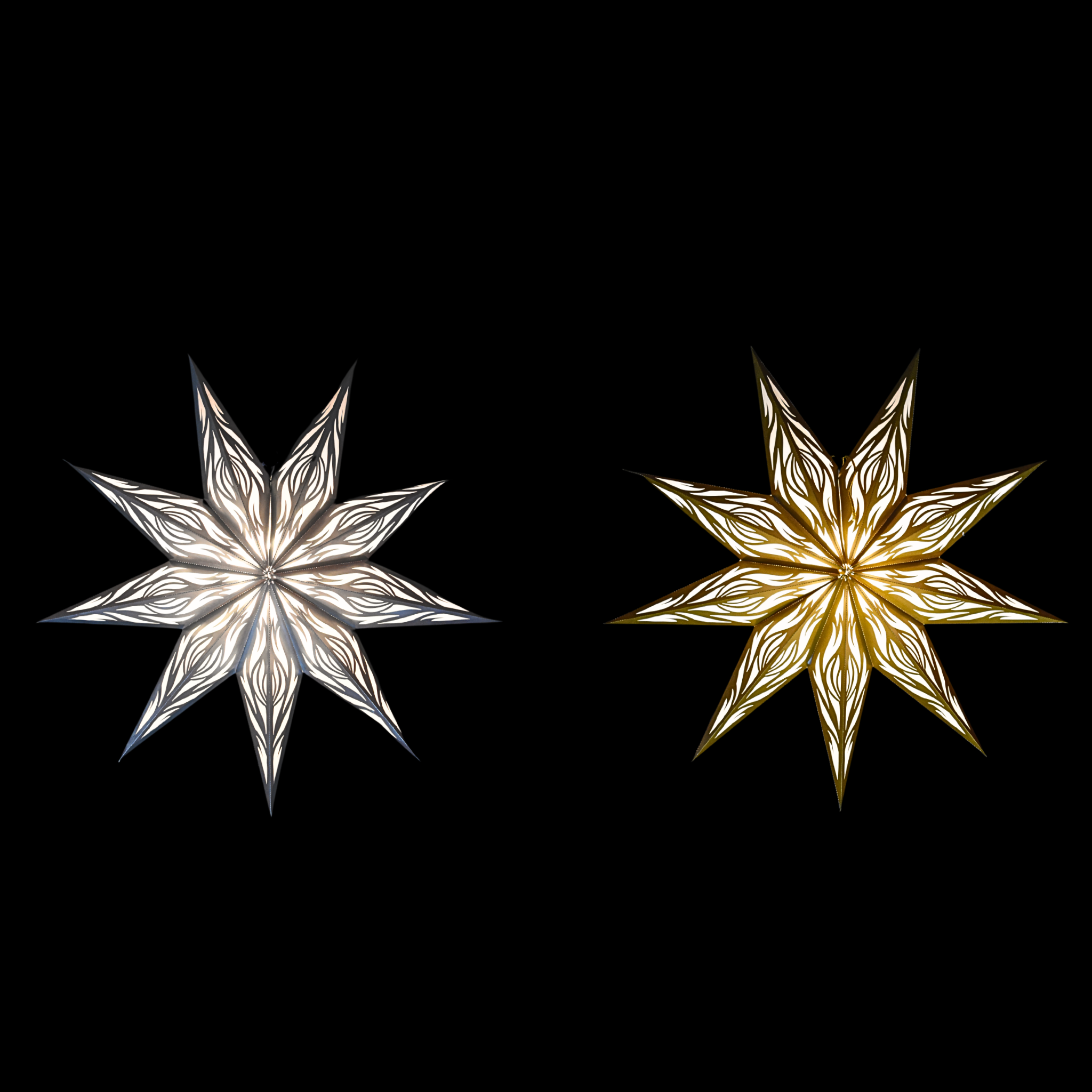 Combo of Two Christmas Paper Star Lanterns (Silver and Gold)