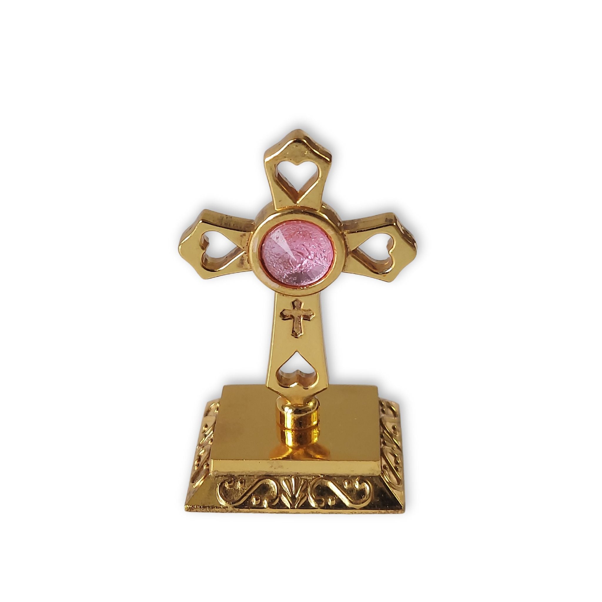 Car Cross Centre Stone-Gold & Pink