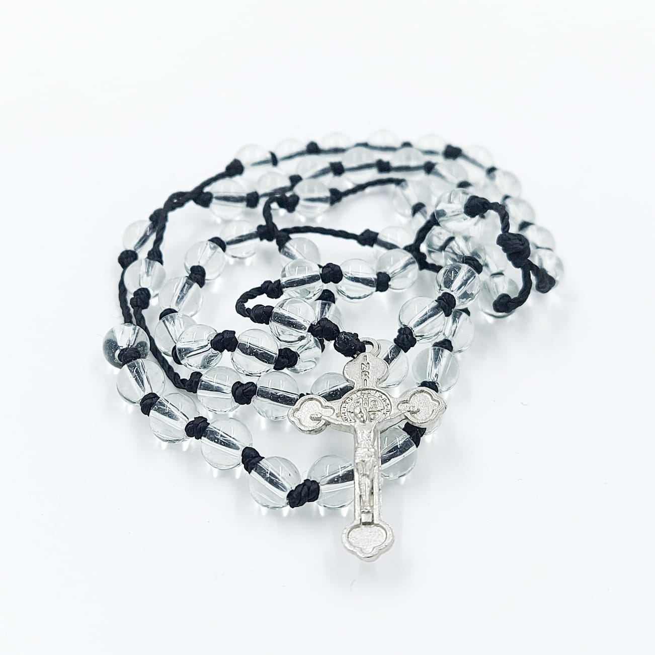 Glass Beads Thread Rosary with Metal Crucifix-R147