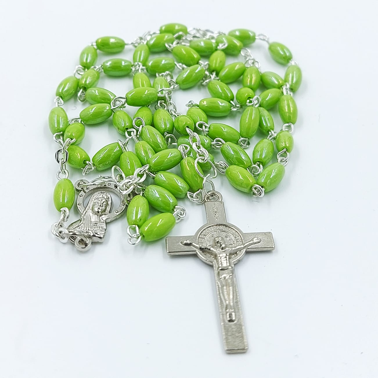 Glass Beads Wire Rosary Green-R149