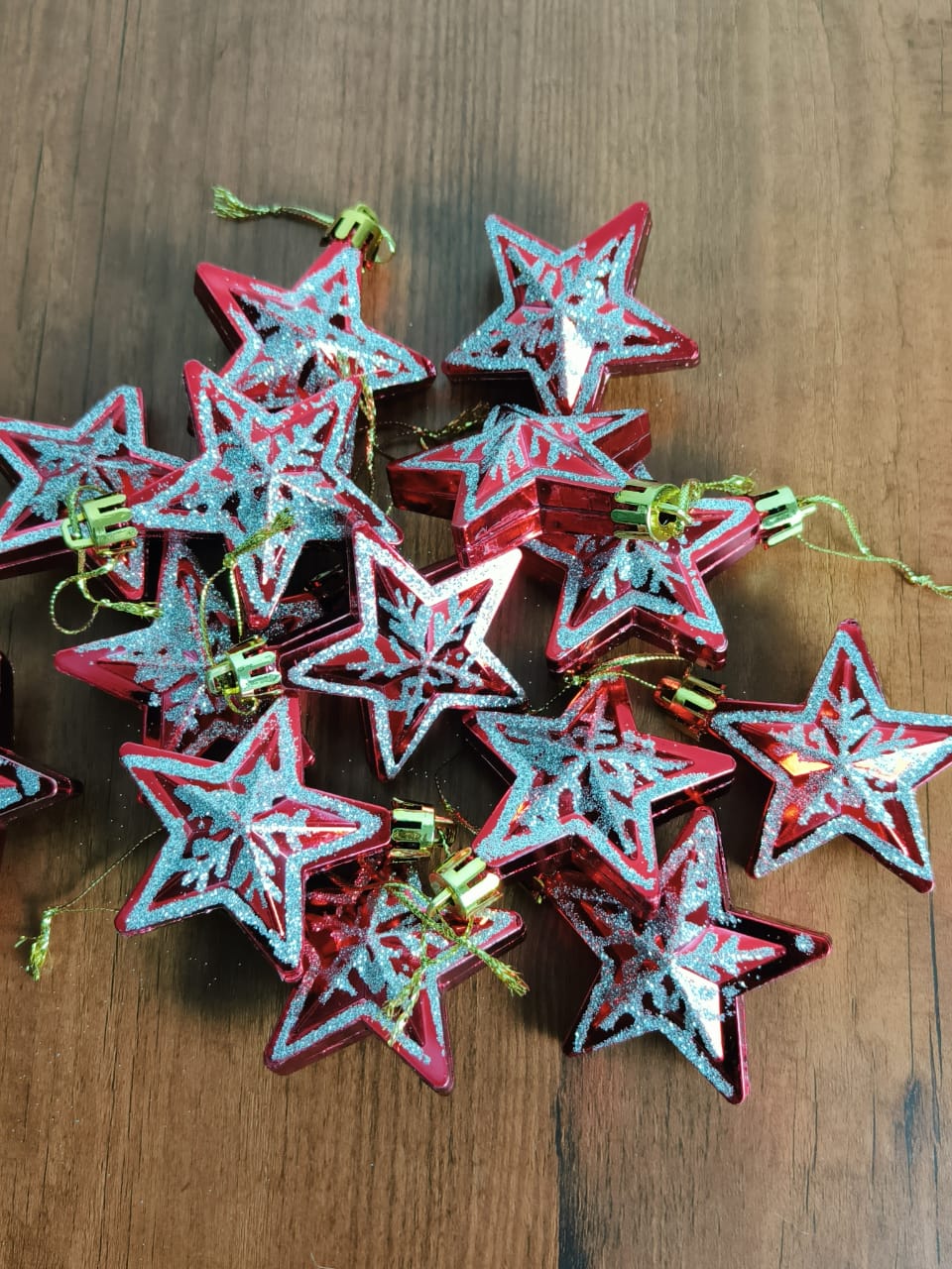 Small Glittering Red Stars (18 Nos) | 6cm