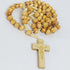 Cross Wood Thread Rosary (Round) Light Brown-R106