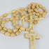 Cross Wood Thread Rosary (Oval) Light Brown-R107