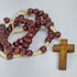 7 x 8 Cross Wood Thread Rosary (Round) Coffee Brown-R110