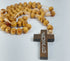 7x8 Cross Wood Thread Rosary (Round) Light Brown-R104