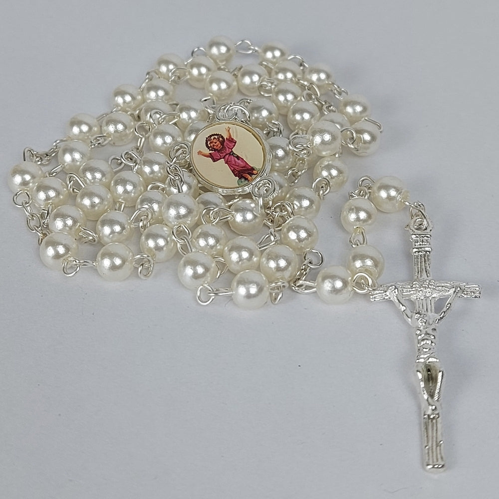 Pearl Beads Wire Rosary White-R128
