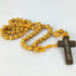 6mm Cross Wood Thread Rosary Brown - R133