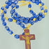 6mm Cross Wood Thread Rosary (Oval) Dark Blue - R138