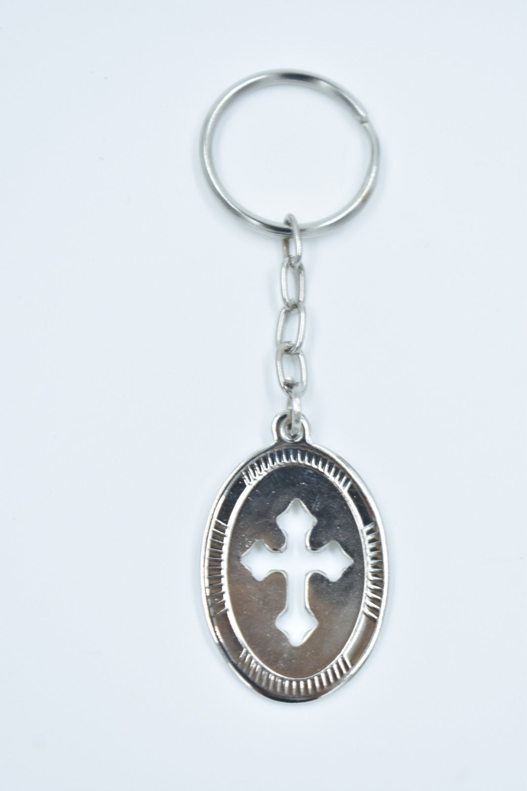 Oval Silver Key Chain with Inspirational Words | Engraved Keychain