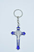 Key Chain Crucifix - Silver & Blue | Religious Keychain Accessory 