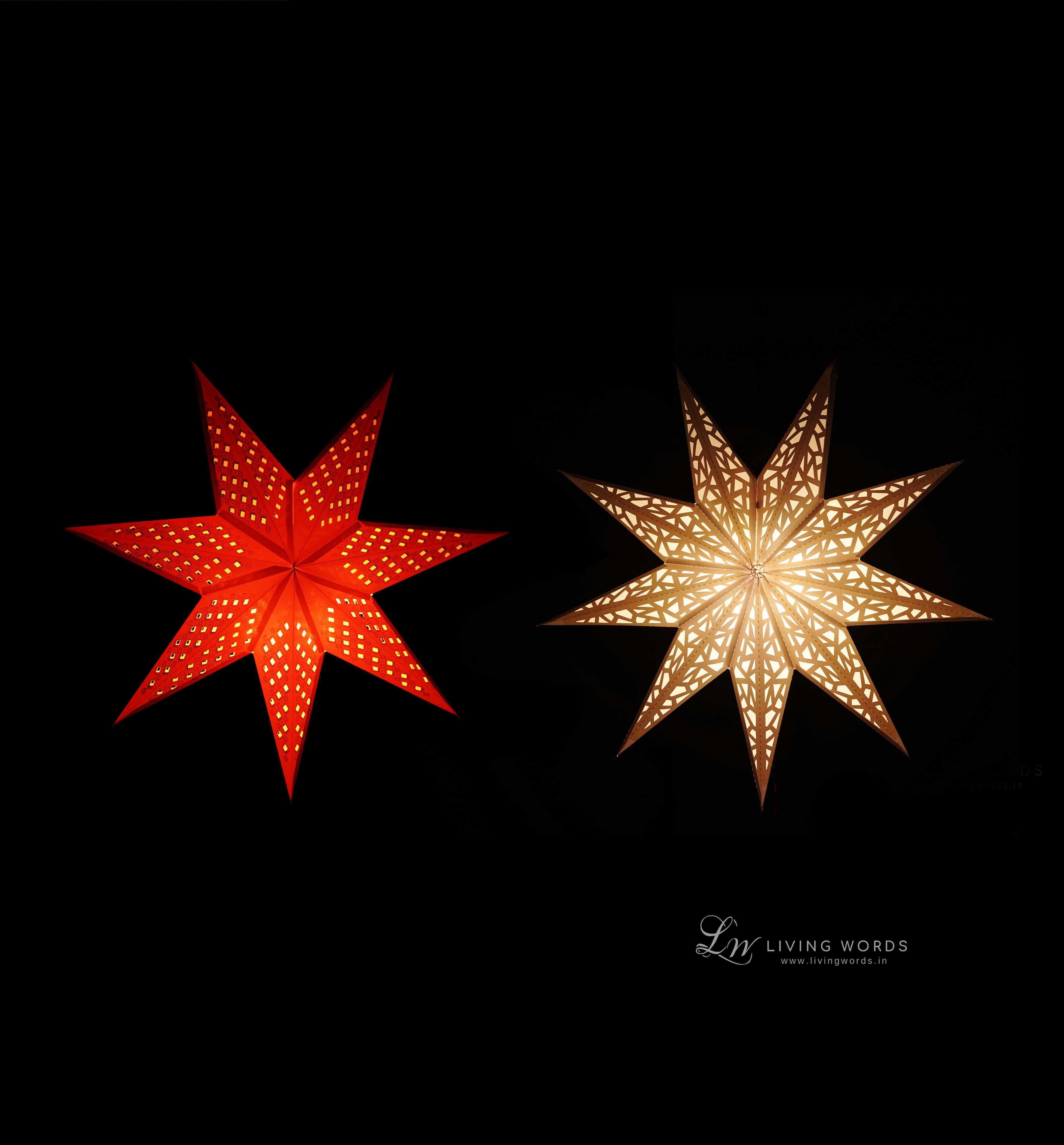 AStar Combo of Two Christmas Paper Star Lanterns (Red and White)