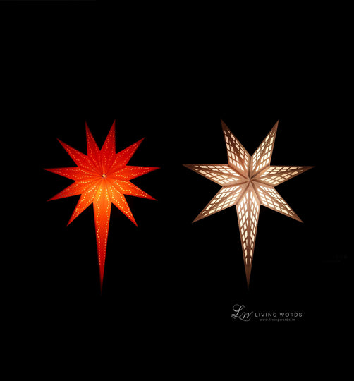 AStar Combo of Two Long Tail Christmas Paper Star Lanterns (Red and White)