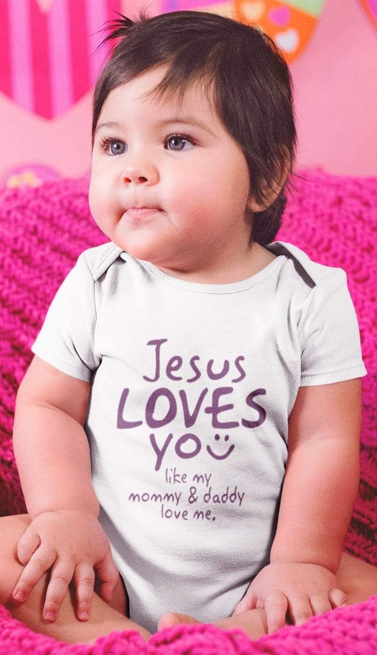 Living Words 0-5M / White Jesus loves you like my Dad & Mom
