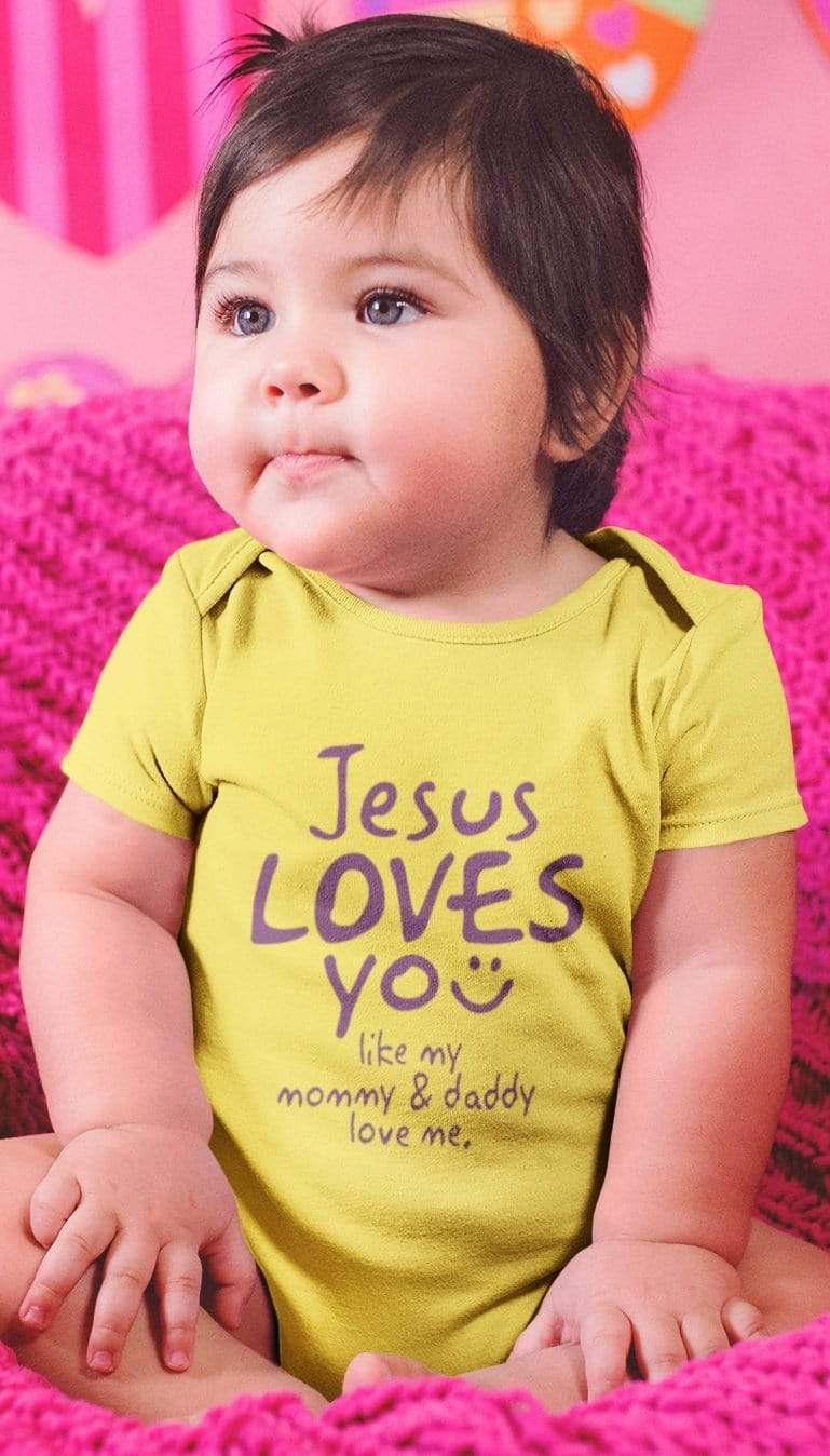 Living Words 0-5M / Yellow Jesus loves you like my Dad & Mom