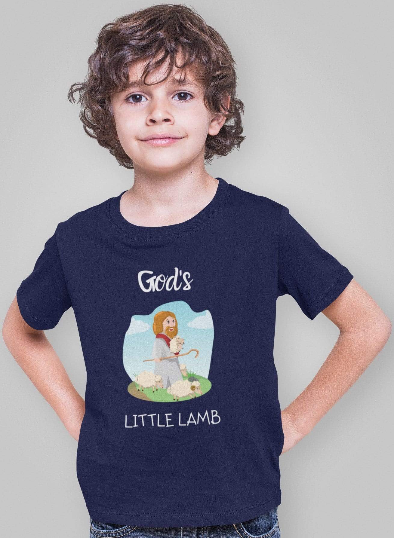 Living Words Boy Round neck Tshirt 0-11M / Navy Blue God's little Lamb