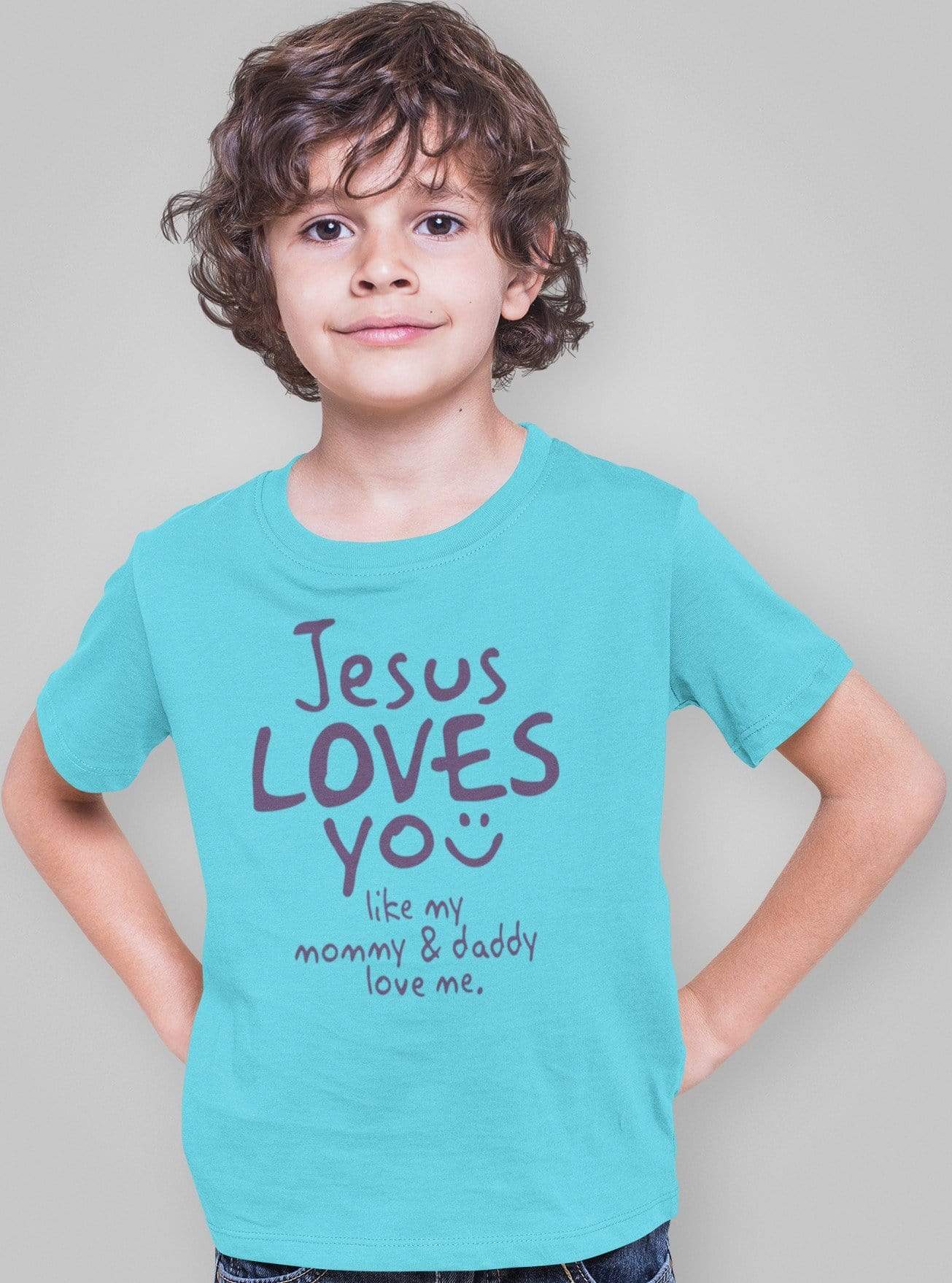 Living Words Boy Round neck Tshirt 0-11M / Sky Blue Jesus loves you like my Dad & Mom