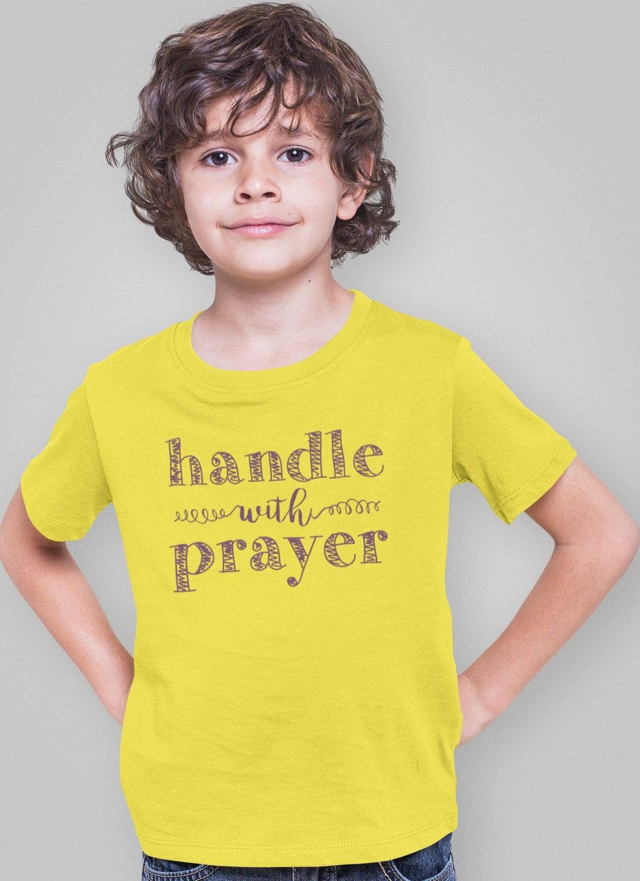 Living Words Boy Round neck Tshirt 0-11M / Yellow Handle with prayer