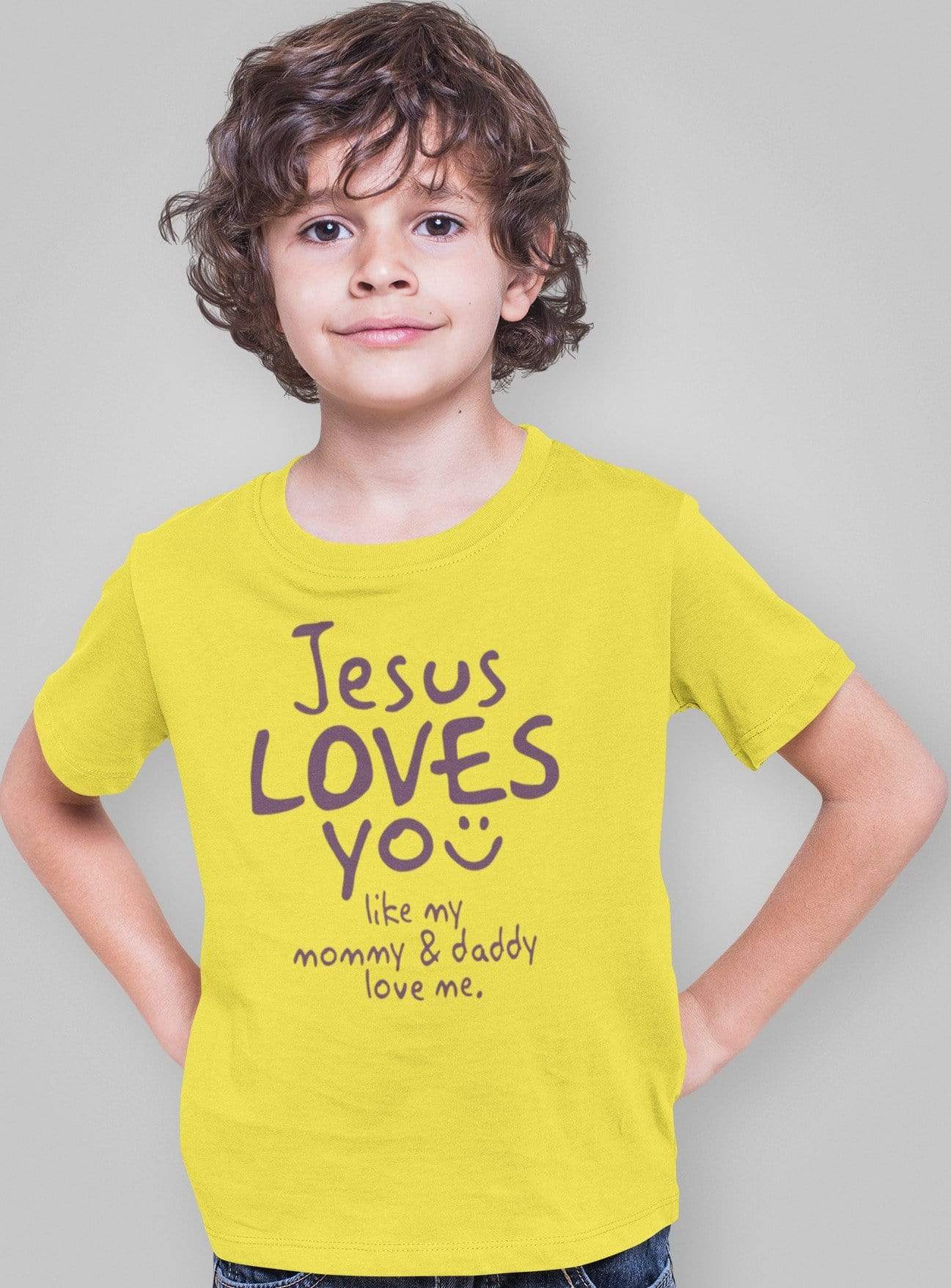 Living Words Boy Round neck Tshirt 0-11M / Yellow Jesus loves you like my Dad & Mom