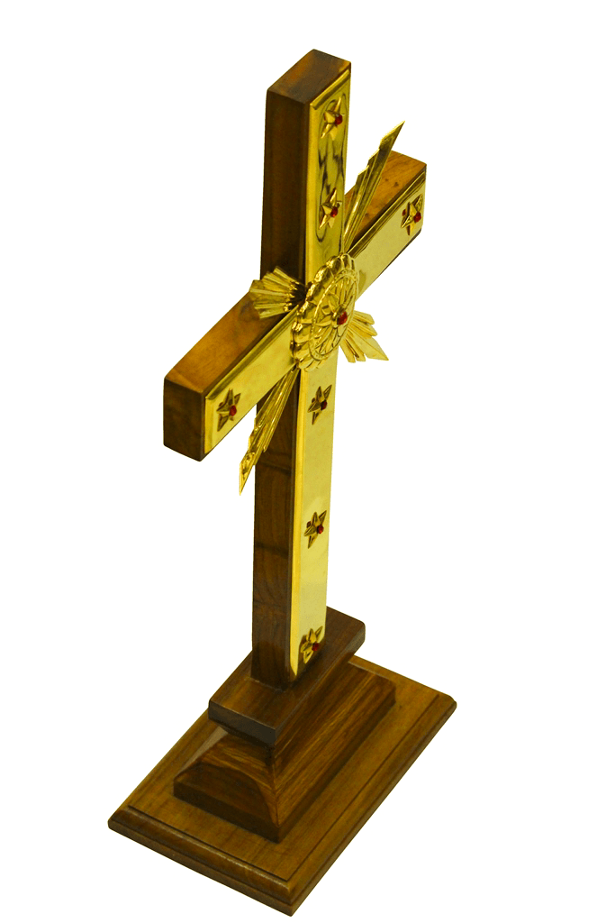Living Words Church Articles Wooden Gold Cross