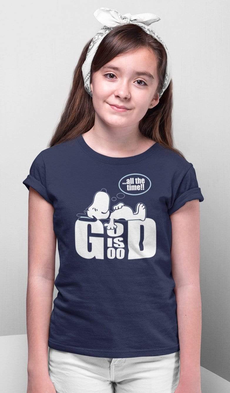 Living Words Girl Round Neck Tshirt 0-11M / Navy Blue God is good all the time