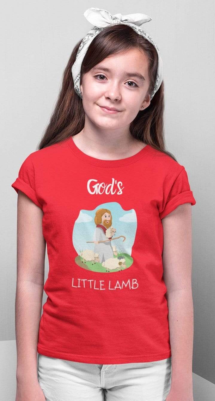 Living Words Girl Round Neck Tshirt 0-11M / Red God's little Lamb