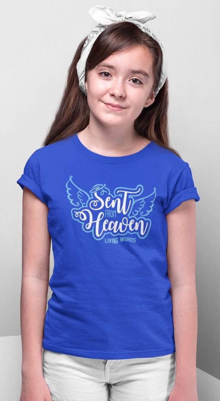 Living Words Girl Round Neck Tshirt 0-11M / Royal Blue Sent from Heaven