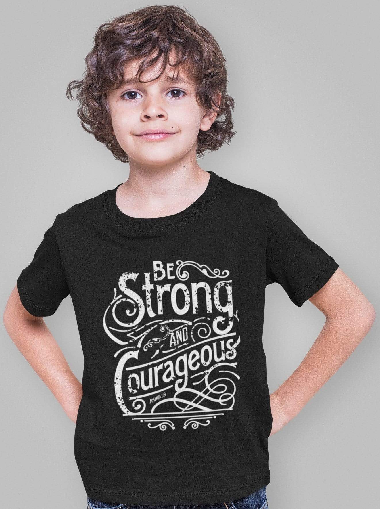 Living Words Kids Round Neck T Shirt Boy / 0-12 Mn / Black Be strong