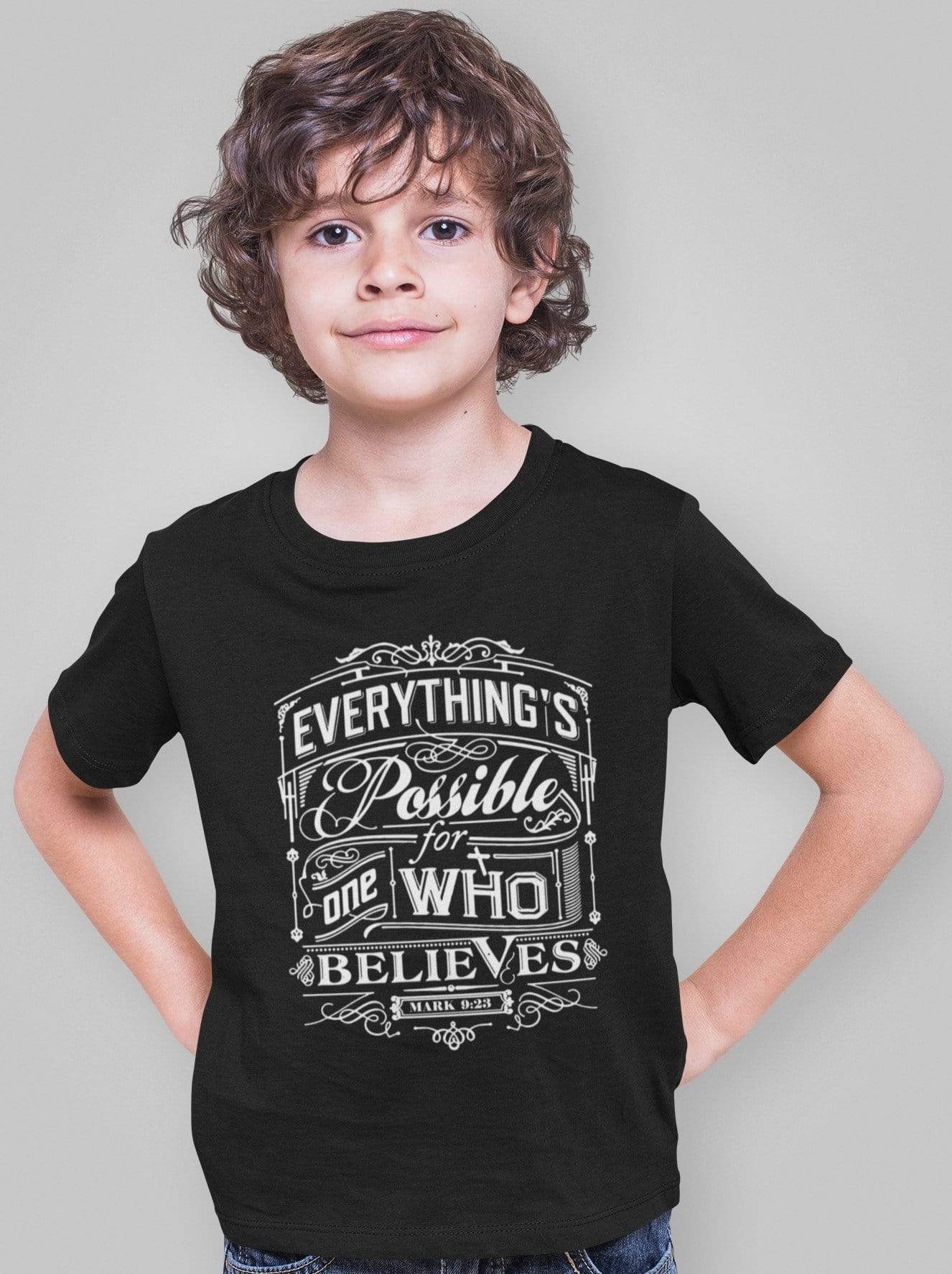 Living Words Kids Round Neck T Shirt Boy / 0-12 Mn / Black Everything possible