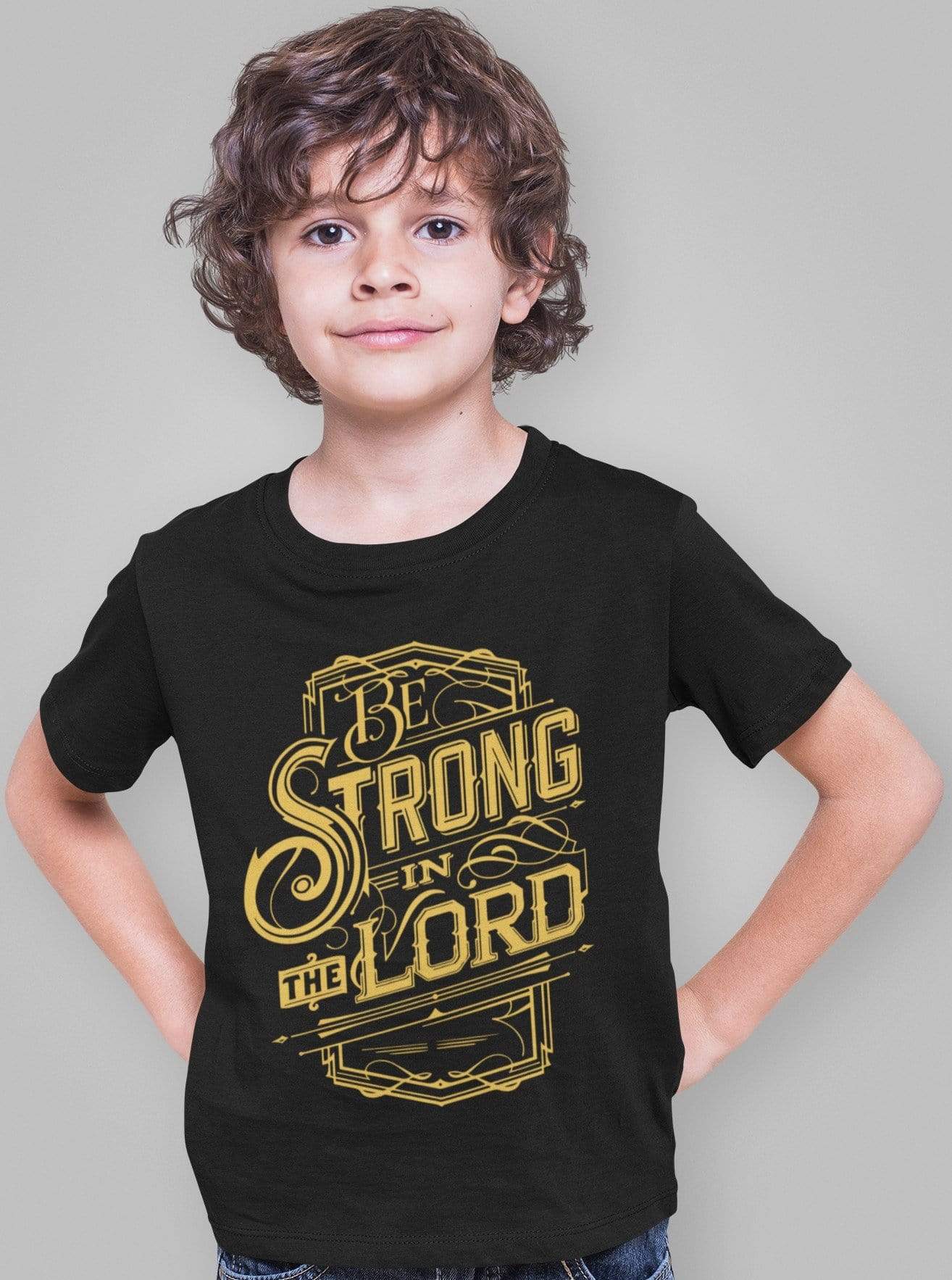 Living Words Kids Round Neck T Shirt Boy / 0-12 Mn / Black Strong In The Lord