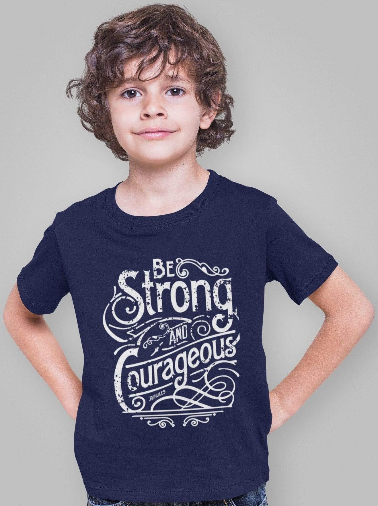 Living Words Kids Round Neck T Shirt Boy / 0-12 Mn / Navy Blue Be strong