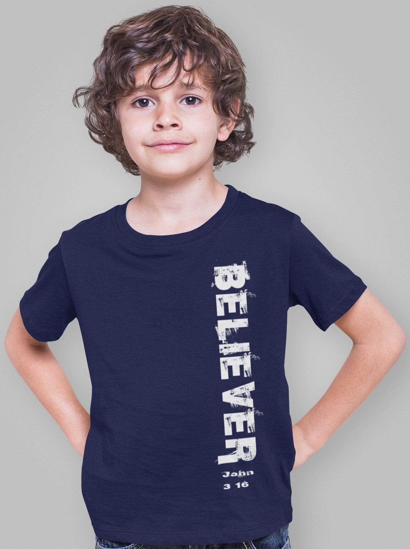 Living Words Kids Round Neck T Shirt Boy / 0-12 Mn / Navy Blue Believer