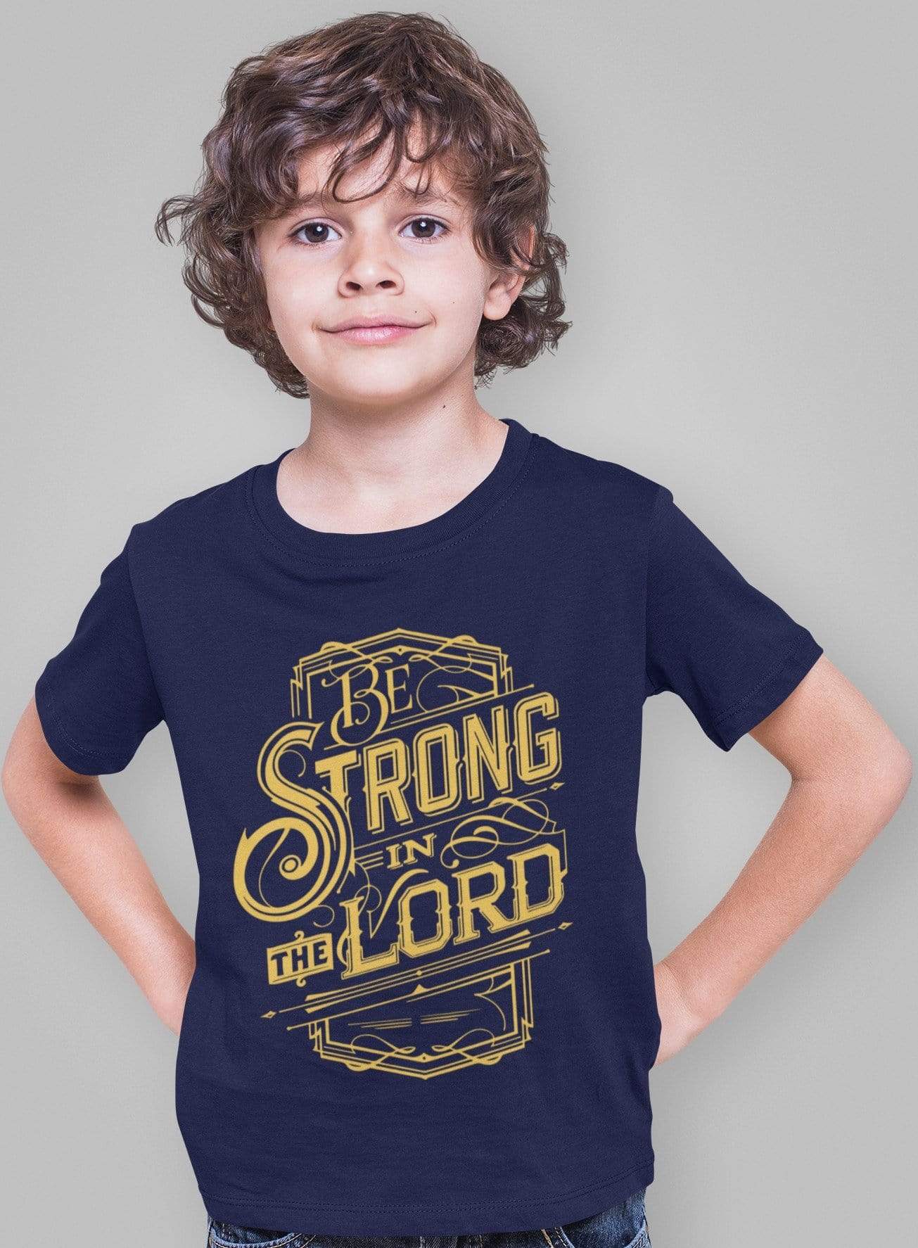 Living Words Kids Round Neck T Shirt Boy / 0-12 Mn / Navy Blue Strong In The Lord