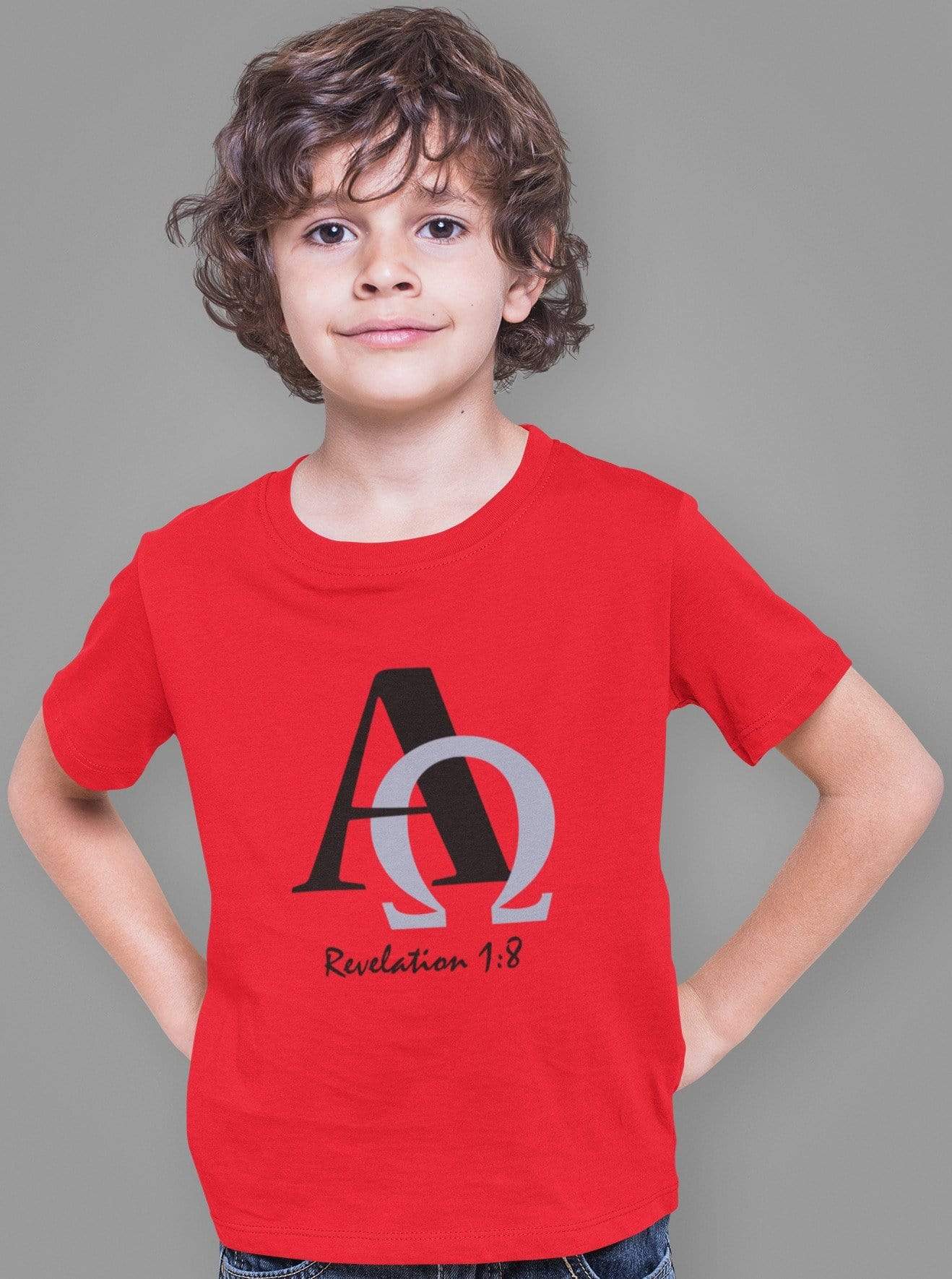 Living Words Kids Round Neck T Shirt Boy / 0-12 Mn / Red Alpha and Omega