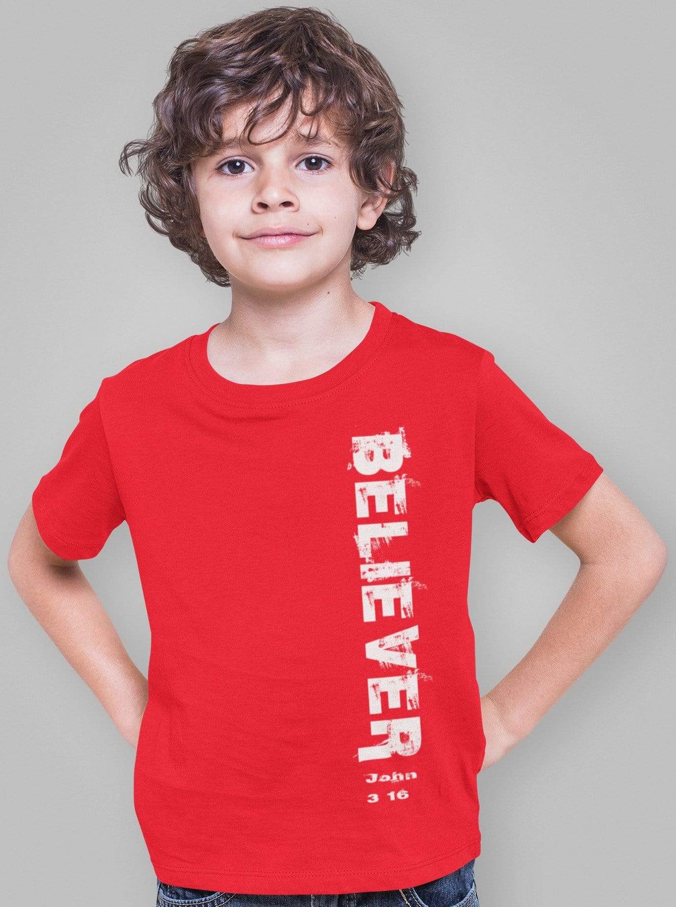 Living Words Kids Round Neck T Shirt Boy / 0-12 Mn / Red Believer