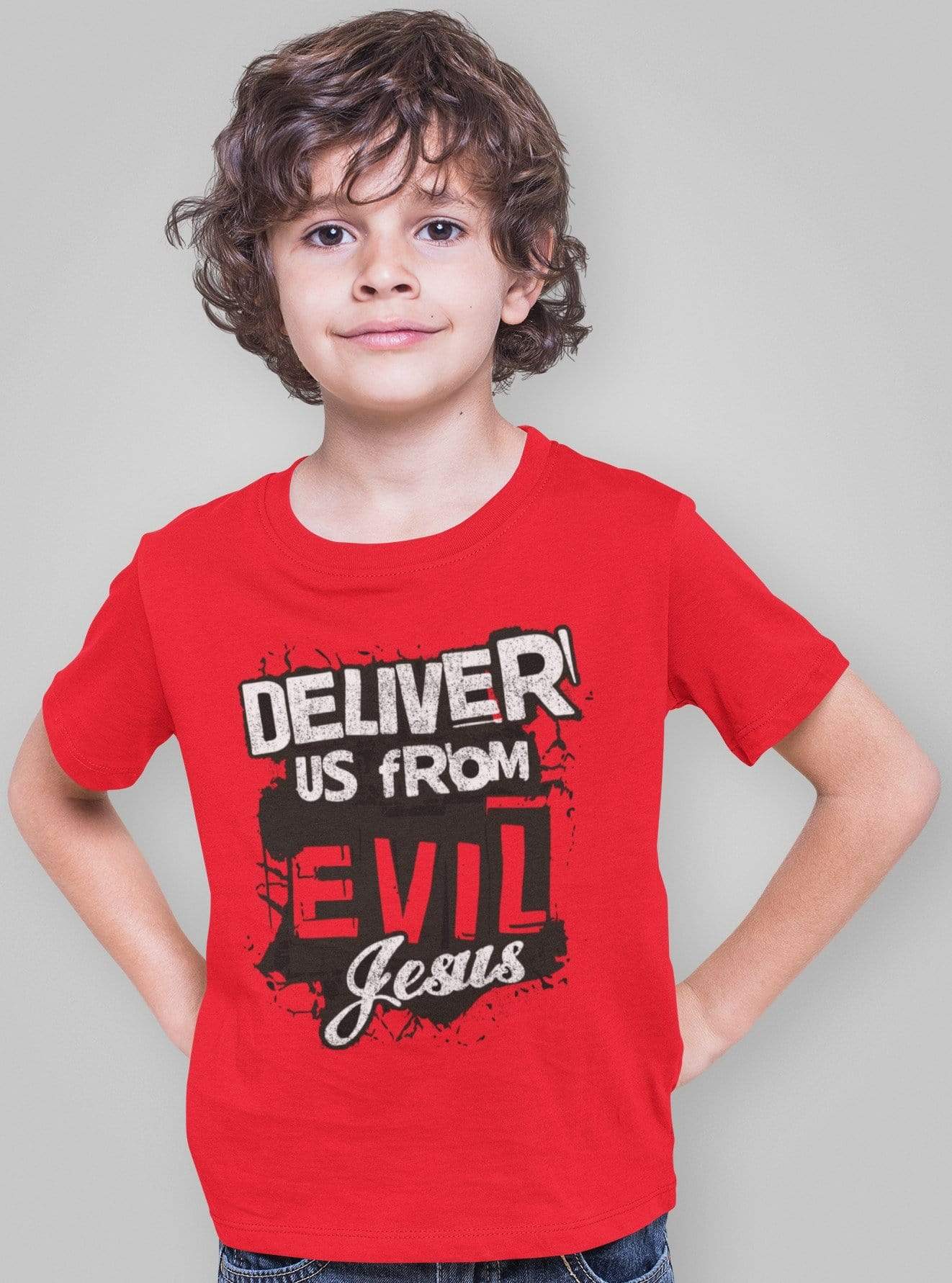 Living Words Kids Round Neck T Shirt Boy / 0-12 Mn / Red Deliver us from evil