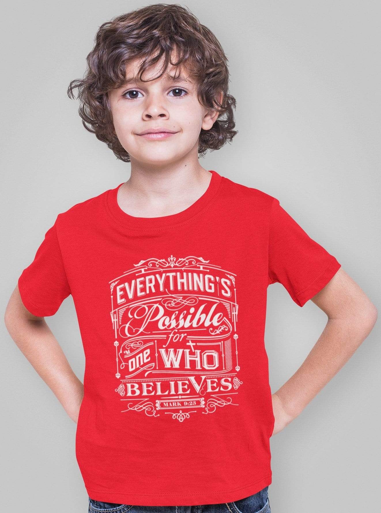 Living Words Kids Round Neck T Shirt Boy / 0-12 Mn / Red Everything possible