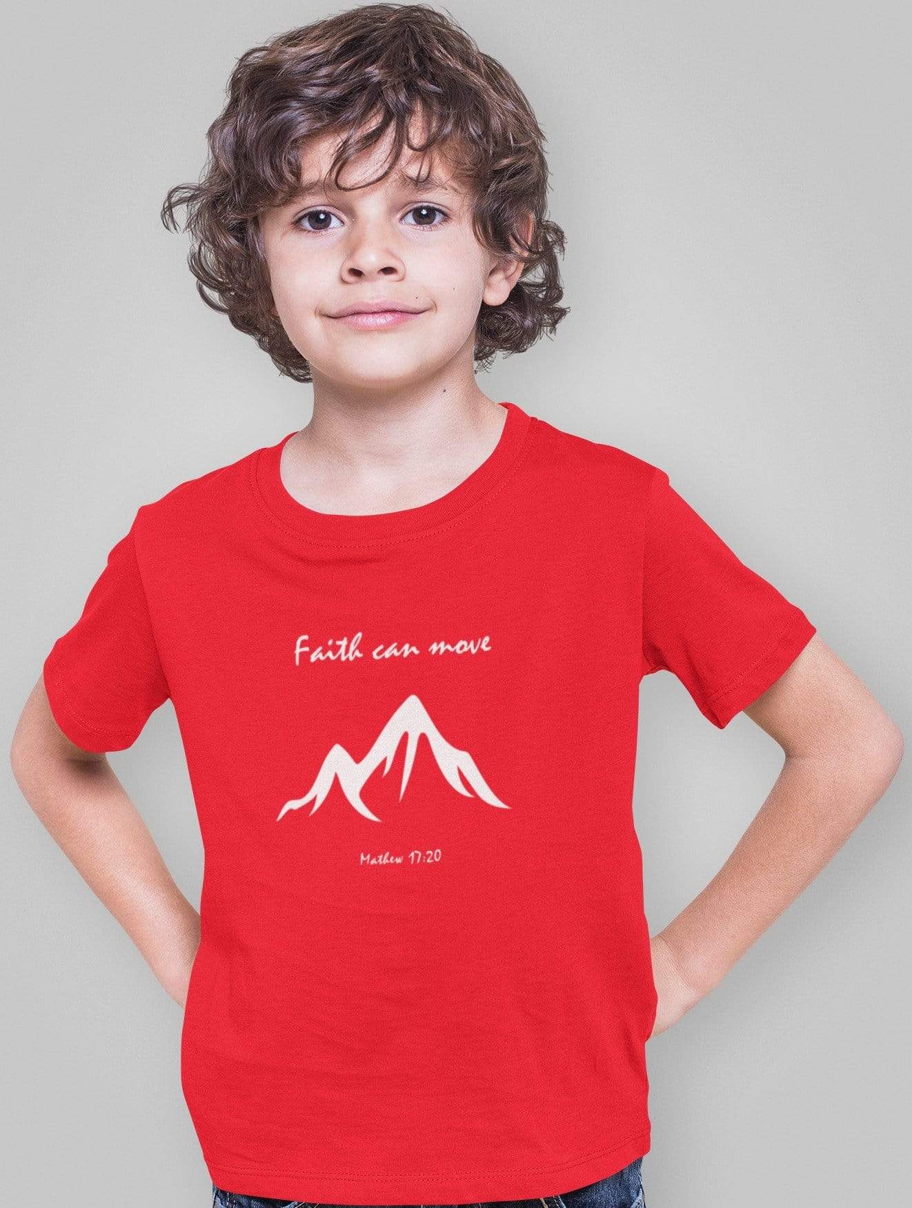Living Words Kids Round Neck T Shirt Boy / 0-12 Mn / Red Faith can move