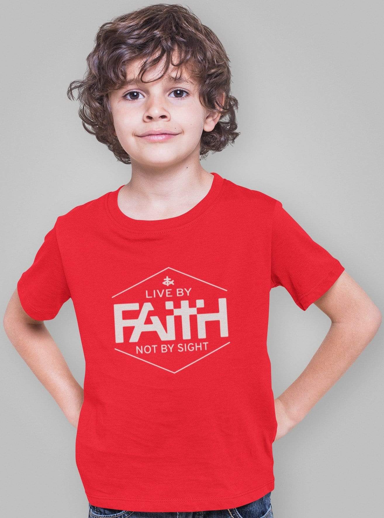 Living Words Kids Round Neck T Shirt Boy / 0-12 Mn / Red Live by faith