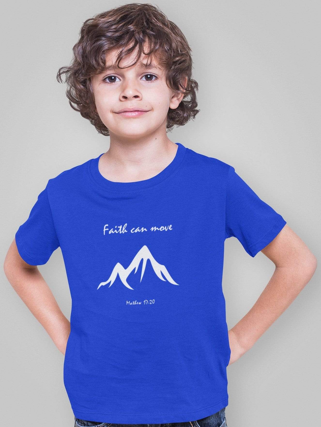 Living Words Kids Round Neck T Shirt Boy / 0-12 Mn / Royal Blue Faith can move