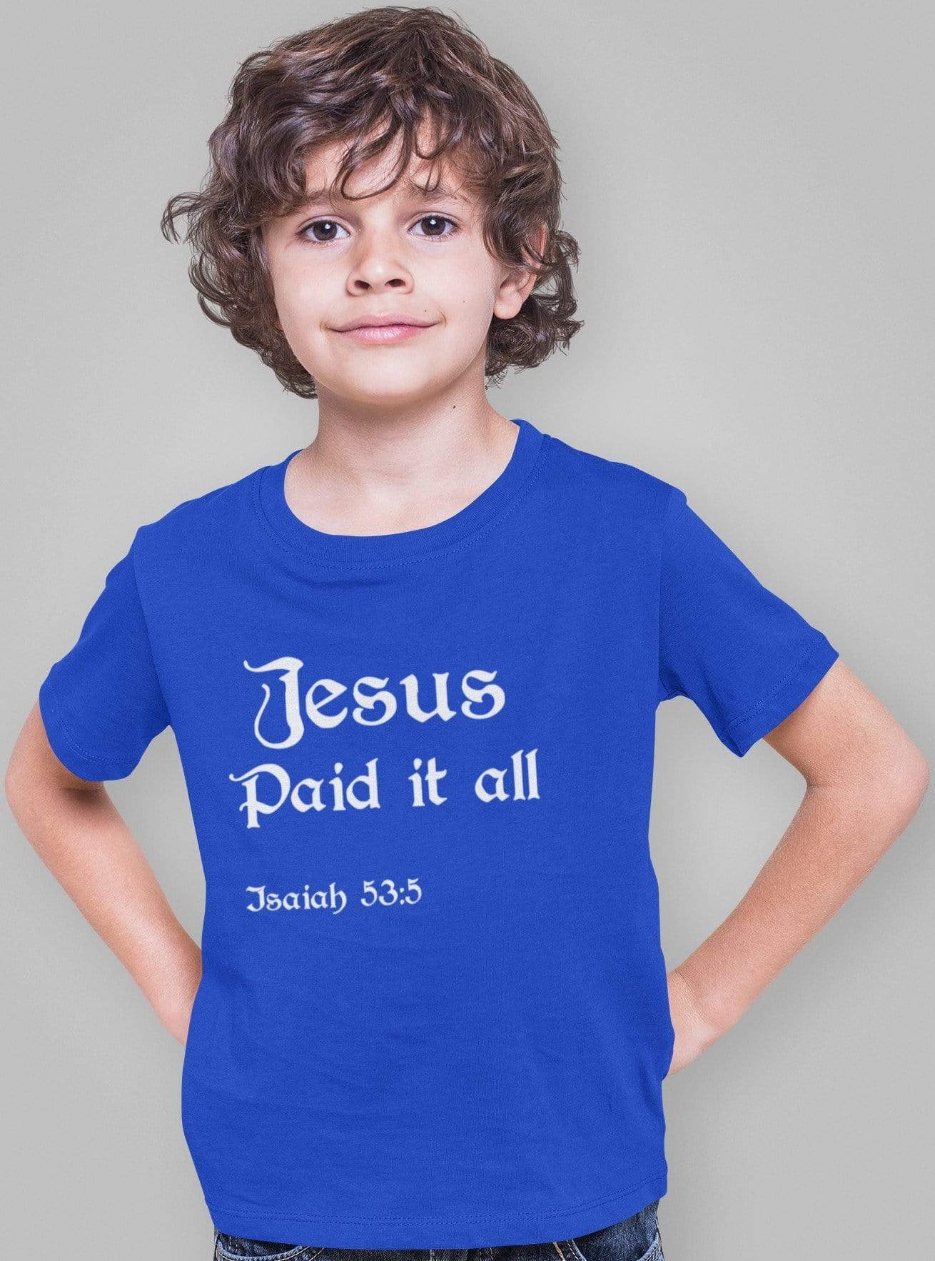 Living Words Kids Round Neck T Shirt Boy / 0-12 Mn / Royal Blue Jesus Paid it all