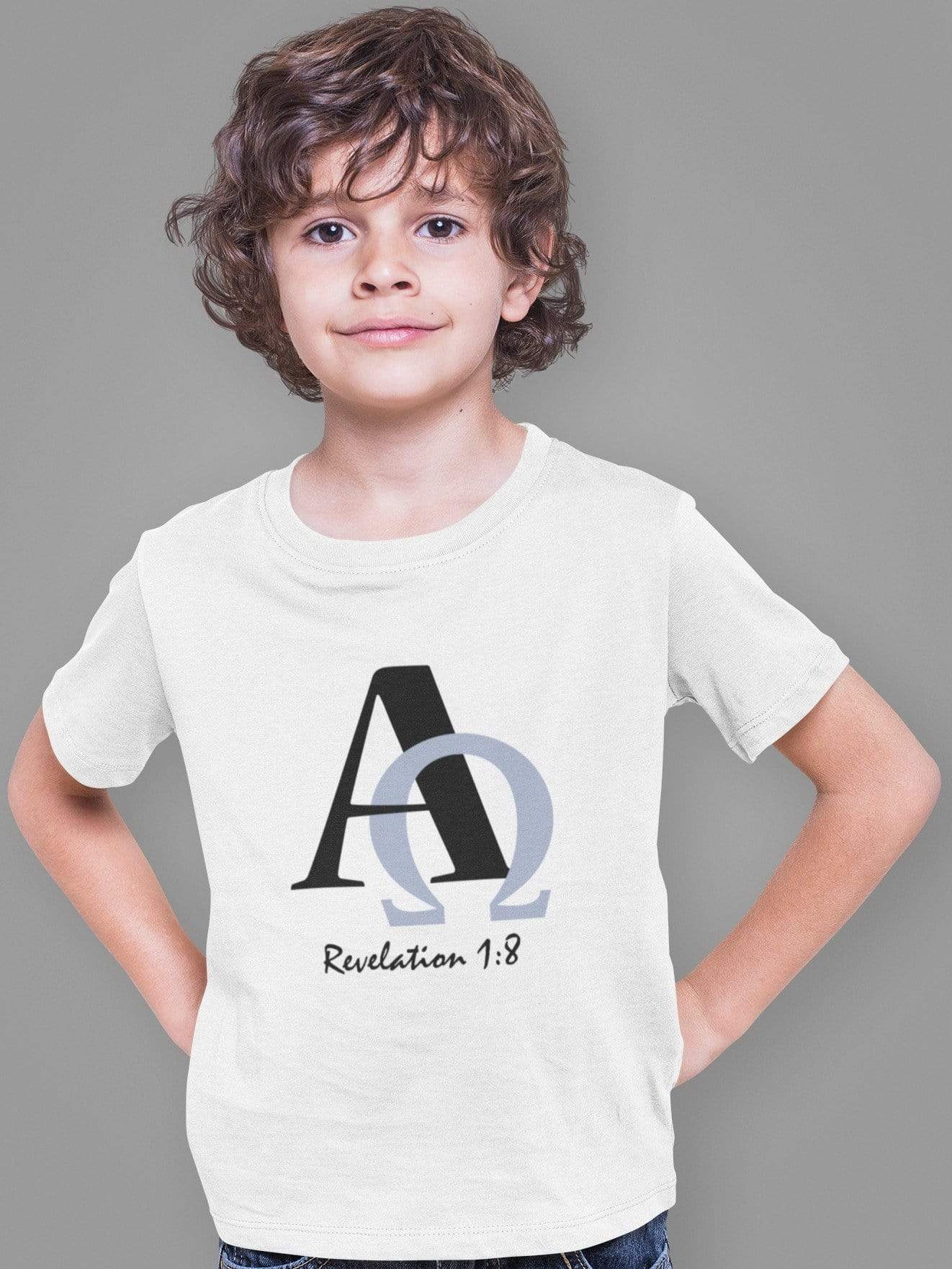Living Words Kids Round Neck T Shirt Boy / 0-12 Mn / White Alpha and Omega