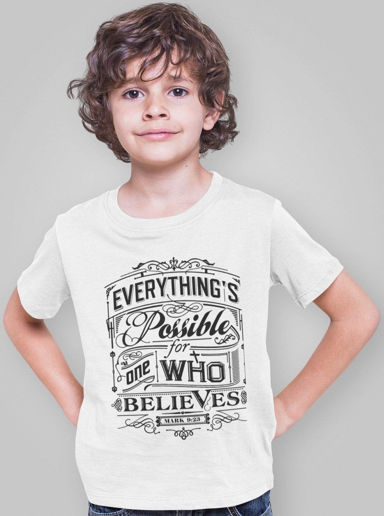 Living Words Kids Round Neck T Shirt Boy / 0-12 Mn / White Everything possible