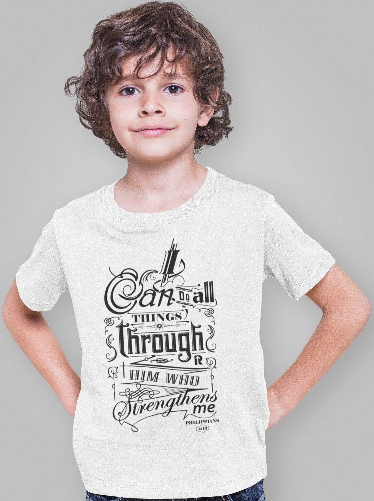 Living Words Kids Round Neck T Shirt Boy / 0-12 Mn / White I can do all things